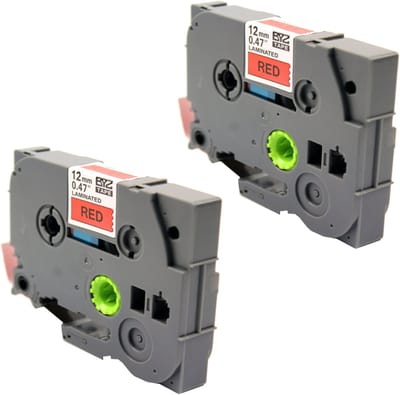 KATRIZ® huismerk label tape voor Brother TZe-431| GL-100/PT-1100CH/PT-1700/PT-H100/PT-D200 |  Zwart op Rood  | 12mm*8m | 2 stuks