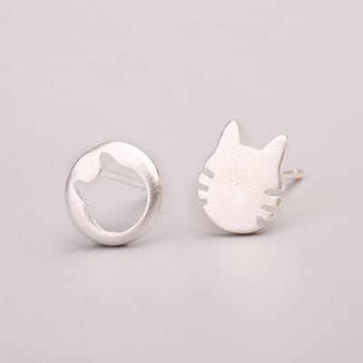 meisjes oorknopjes met katten- 5mm-zilver 925