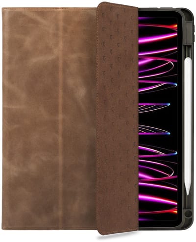 Rosso Elite Hoes Geschikt voor Apple iPad Pro 12.9 (2018/2020/2021/2022) - 2-in-1 Echt Leer Book Case en Back Cover - Magnetisch Uitneembaar Hoesje - Beschermhoes Bruin