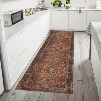 Terracotta Boho Keuken Entree Hal Turkse Loper Vloerkleed Vintage Perzische Stijl Loper Wasbare Boheemse Vloerkleden 1p40x60x1cm