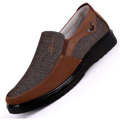 Chaussures décontractées pour hommes, chaussures plates en maille de style d'été pour hommes, mocassins Creepers, chaussures décontractées haut de gamme, taille très confortable :38 -44 9.5 rouge marron
