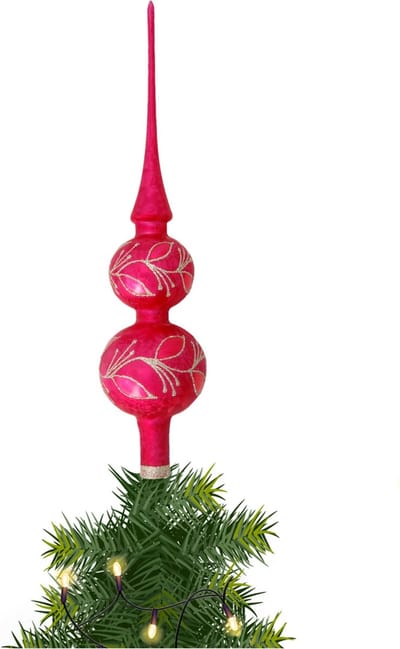 Krebs luxe kerstboom piek - 1x - rood ijslak - 30 cm - glas - kerstpieken