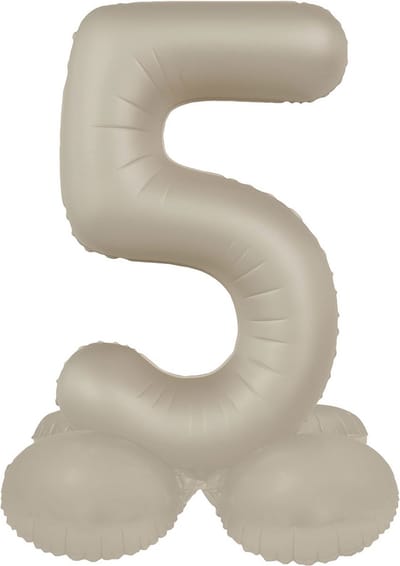 Folat - Staande folieballon Cijfer 5 Creamy Latte - 72 cm