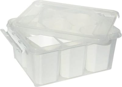 Universal storage box met deksel 400x300x190 mm - incl. 6 witte inzetten