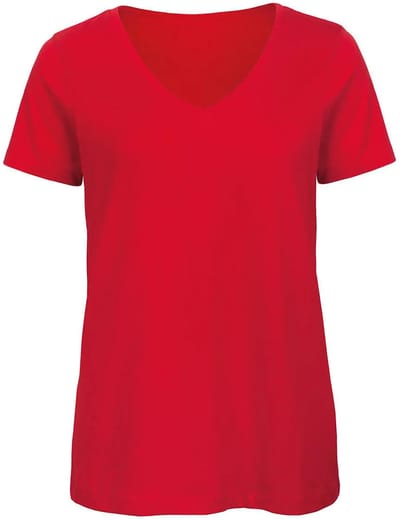 Dames-T-shirt met V-hals B&C Organic Inspire