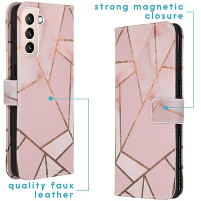imoshion Hoesje - Geschikt voor Samsung Galaxy S21 Plus - Design Softcase Bookcase - Pink Graphic