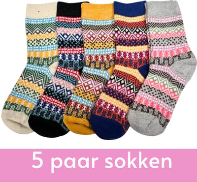 Warme Winter Sokken met Wol - maat 34-37 - Huissokken voor dames/meisjes - Noorse Stijl