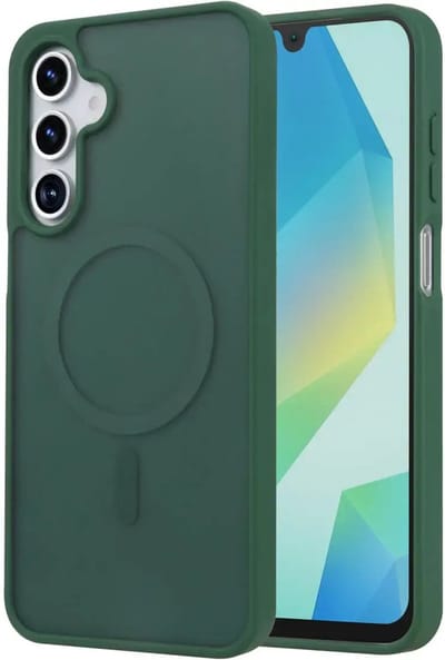 Hoesje Geschikt voor Samsung Galaxy A16 - Compatibel met MagSafe - Matte Beschermhoes - Back Cover met Magneet - Groen