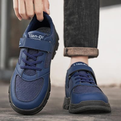 Nieuwe Heren Wandelschoenen Modetrend Klittenband Sportschoenen Bergbeklimmen en Hardlopen Herenschoenen 46 black