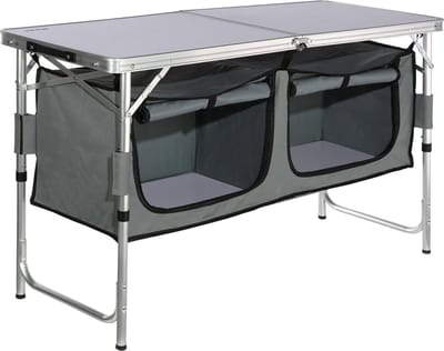 Klaptafel - Campingtafel - 120x47x70 cm - 4 tot 6 personen - Met vakken