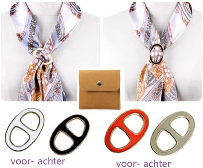 2 stuks Youhomy spelden dubbelzijdig - Sjaalklem Zwart, Wit, Rood, Beige - Sjaal Klem 3,5x6cm - Sjaal Ring - Rond ovaal| Cadeau voor vrouwen| Moederdag cadeau| Valentijnsdag cadeau dames