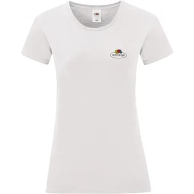 Dames-T-shirt Fruit of the Loom Vintage Small Logo Print
