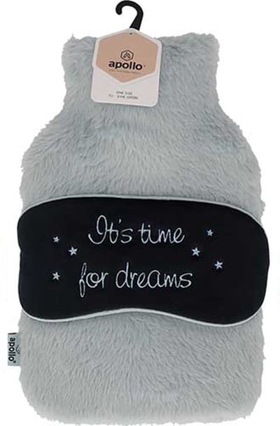Apollo - Warmwaterkruik met slaapmasker- Kruik met hoes - Kruikenzak - Kruik Baby - Teddy - Blauw