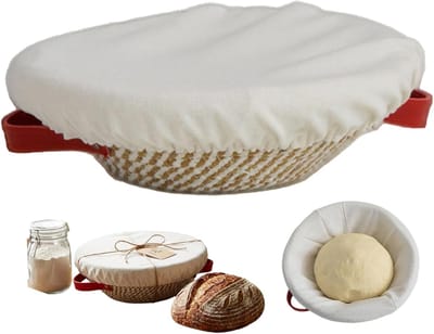 Brood Rijs Vorm - Proofing Mand - Zuurdesem Bakken - Met Linnen Liner - 9 Inch Rond - Beige