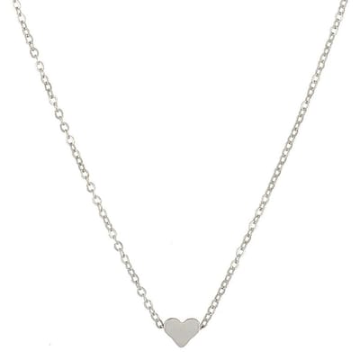 Ketting Hartje - Zilverkleurig - Minimalistische Choker - 40 + 5 cm