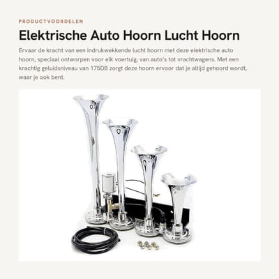 Dailygoods - Elektrische Auto Hoorn - Lucht Hoorn Vier Buis - 175DB Geluid - 12V Voertuigen - Ideaal voor Auto en Vrachtwagens