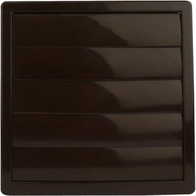Ventilatierooster 170 x 170 mm vierkant, lamellenrooster weerbestendig kunststof, Ø 125 mm, bruin