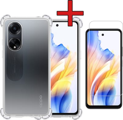 Hoesje - Met Screenprotector - Geschikt voor OPPO A98 - Sterk & Shockproof - Back Cover - Siliconen Case - Telefoon Hoes - Shock Proof - Telefoonhoes - Transparant