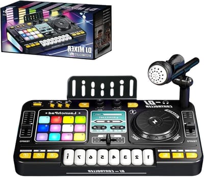 Muziek Mixer Speelgoed - DJ Keyboard Tafel - Muziek Leren Spelen - Draadloze Connectiviteit - 35.5x21x9.5cm - Multi