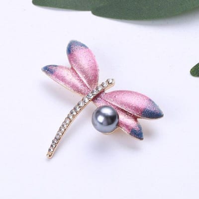 Creatieve Persoonlijkheid Parel Matglas Libelle Broche Vrouwelijke Insect Corsage Pak Mode Jas Shirt Broche gray
