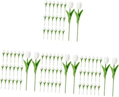 Kunsttulpen Boeket - Nep Bloemen - Huisdecoratie - Levensecht - 80 stuks - Wit
