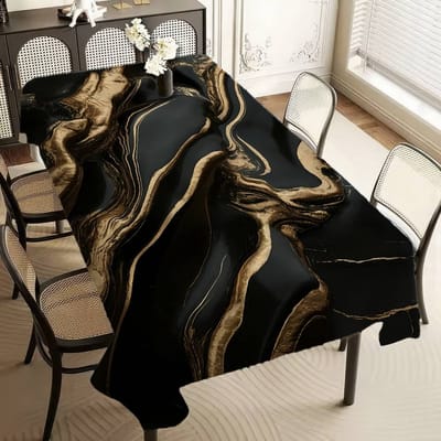 Luxe Zwart Goud Schattig Tafelkleed Kerst Picknick Feest Verjaardag Bruiloft Waterdichte Bureau Doek Tafel Decoratie 90x140cm