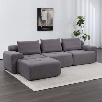 MIVRAY Hoekbank 305 cm - Modulair En Frameloos Comfort - Voor Woonkamer En Thuiskantoor - Stoffen Bekleding - Donkergrijs
