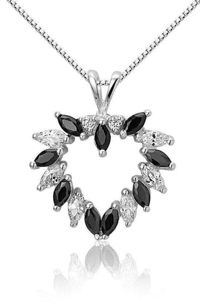 Montebello Ketting Lychnis - Zilver Gerhodineerd - Hart - 18x20mm - 45cm