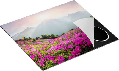 Chefcare Inductie Beschermer Rhododendron Bloemenveld in de Alpen - 60x50 cm - Afdekplaat Inductie - Kookplaat Beschermer - Inductie Mat