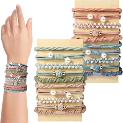 Set van 20 Bohemian Haarbanden, Elastische Ponytail Houders en Parels voor Dames en Meisjes, Geschikt voor Alle Haartypes en Stijlen