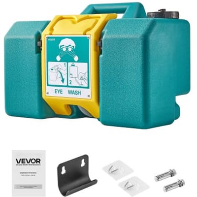 VEVOR 30L Oogspoelstation, OSHA-goedgekeurd oogspoelstation voor wandmontage/vlak oppervlak, noodoogspoelunit met 2 sproeiers, oogreinigingsapparaat voor scholen, laboratoria, fabrieken, groen