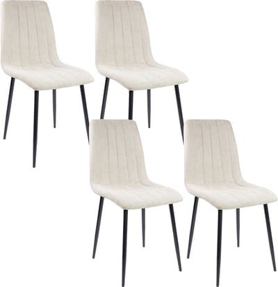 Albatros Garda Eetkamerstoelen Set van 4, Beige - Comfortabele gestoffeerde stoel, modern en stijlvol - Elegante keukenstoel, eetkamerstoel of eettafelstoel in retro look