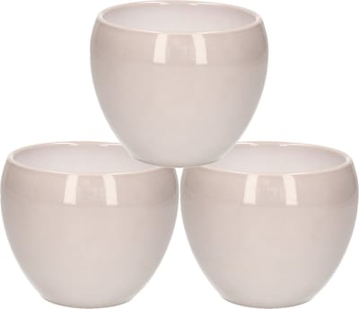 3x stuks bloempot in kleur grijs keramiek voor kamerplant H11.5 x D14 cm- plantenpotten binnen