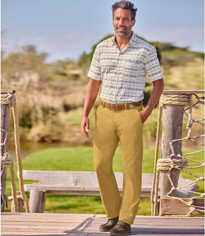 ATLAS FOR MEN - Chinobroek van keperstof met stretch - Heren - Verkrijgbaar in grote maten - W38