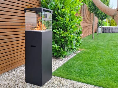 Vrijstaande bio-ethanol haard PATIO BESTIA zwart mat – design sfeerhaard met glas en 3L brander