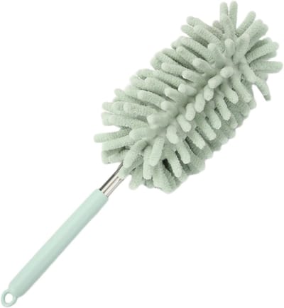 Uittrekbare plumeau - Microvezel stofborstel - Hoge plekken reinigen - Flexibele wasbare kop - Telescoopstang - Groen