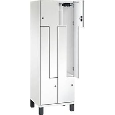 C+P Z locker Cambio, 2 vakken, op poten, B 600 x D 525 x H 1980 mm, verkeerswit/wit