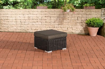 CLP Polyrattan hocker Bilbao / Madeira zwart antraciet