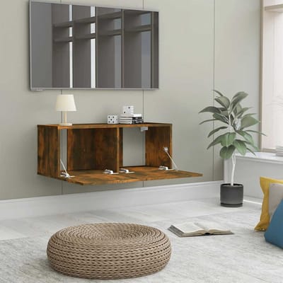 vidaXL - Tv-meubel - 80x30x30 - cm - bewerkt - hout - gerookt - eikenkleurig