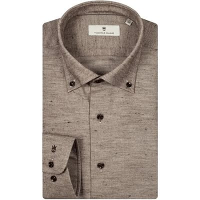 Thomas Maine Overhemd Two-Tone Twill Torino Button Down Bruin / male