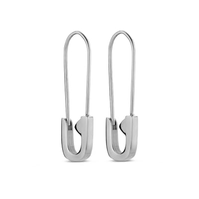 MIASOPHIA 4-MS22050 Stalen Oorhangers Veligheidspeld - 26x7,7mm - Staal - Zilverkleurig