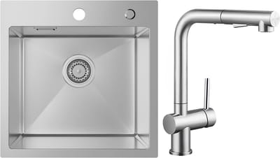 SOFETIY MAX Spoelbak Keuken 45x45CM - Spoelbak Met Kraangat - Spoelbakken Keuken Met Keukenkraan met Uittrekbare Uitloop - Wasbak Keuken RVS