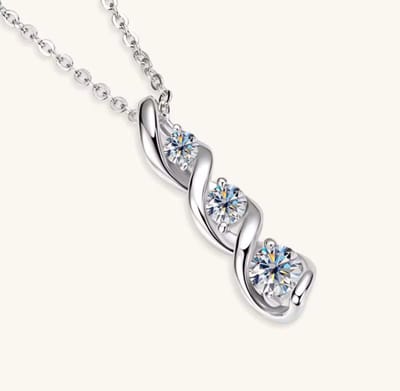 Selevie Ketting Witgouden Infinity hanger met Moissanite stenen - 0.7ct - Drie brilliant Moissanite stenen VVS