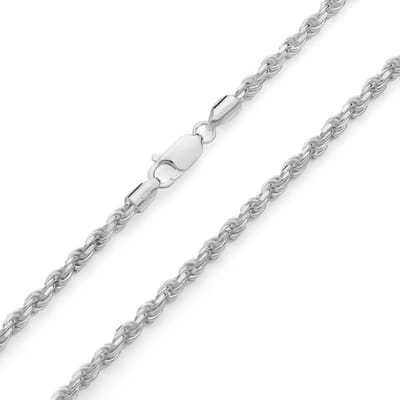JUXE24-Koord ketting-rope chain-massief 925 zilver-4 mm breed-50 cm lang-22,5 gram-geslepen