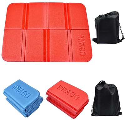 ‌JeiibrZui Opvouwbaar Zitkussen - Waterdicht Zitkussen - Lichtgewicht Buitenkussen XPE Schuimrubberen Wandelmatten - 2 stuks - Blauw + Rood