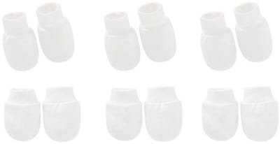 3-pack - Baby Newborn Krabwantjes en Slofjes - Effen Wit