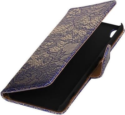 Blauw Lace booktype wallet cover - telefoonhoesje - smartphone hoesje - beschermhoes - book case - hoesje voor LG Joy