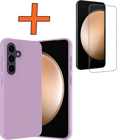 Hoes - Met Screenprotector - Geschikt voor Samsung Galaxy S23 FE - Sterk & Shockproof - Back Cover - Siliconen Case - Telefoon Hoes - Lila