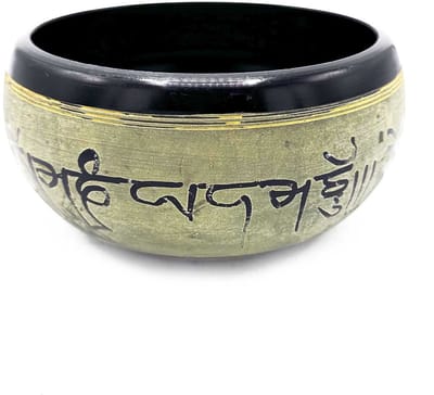 Aardepoeder klankschaal - Mantra Vijf Boeddha - 16 cm