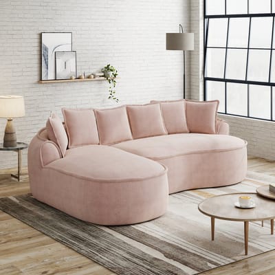MODENUIT Hoekbank 2-Delig - Modulair Frameloos Met Chaise Longue En Diepe Zitting - Voor Woonkamer - Chenille Roze